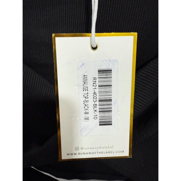 Runaway The Label Annalise Black Ribbed Long Sleeve Cutout Crop Top M NWT - Picture 4 of 8